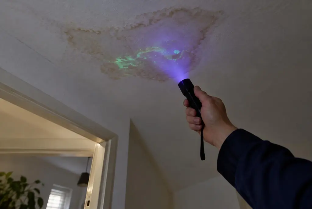 Lekdetectie Voorthuizen – kleurstof controleren op het plafond met uv-licht
